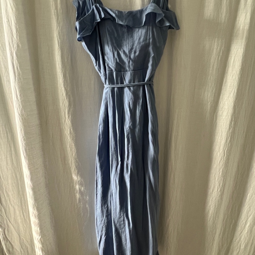 WORN ONCE Abercrombie & Fitch Blue Ruffle Wrap Midi Dress size small - Picture 7 of 9